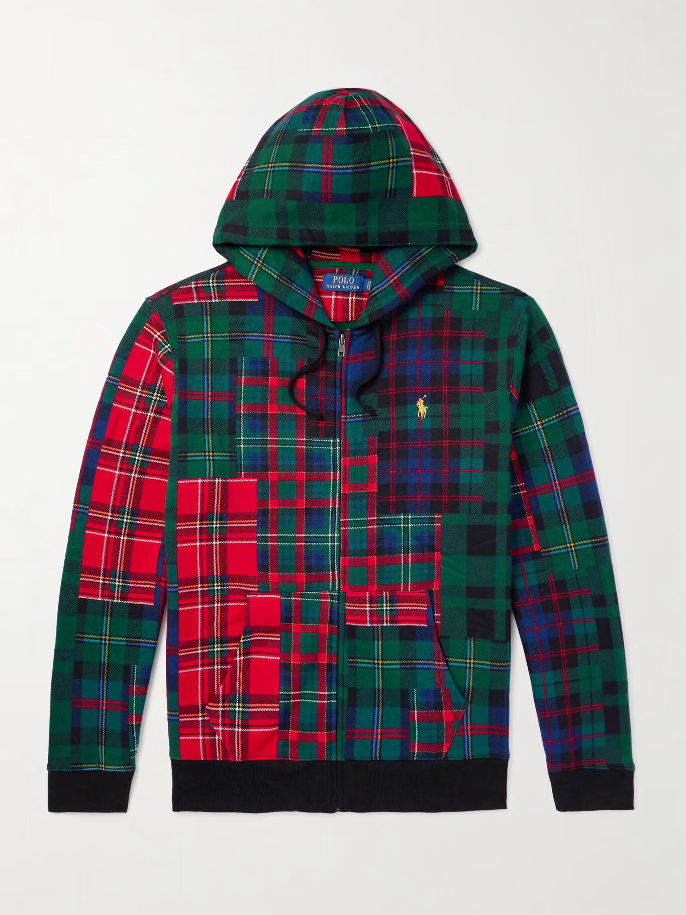 

Толстовка с капюшоном из хлопковой смеси в клетку на молнии POLO RALPH LAUREN, зеленый