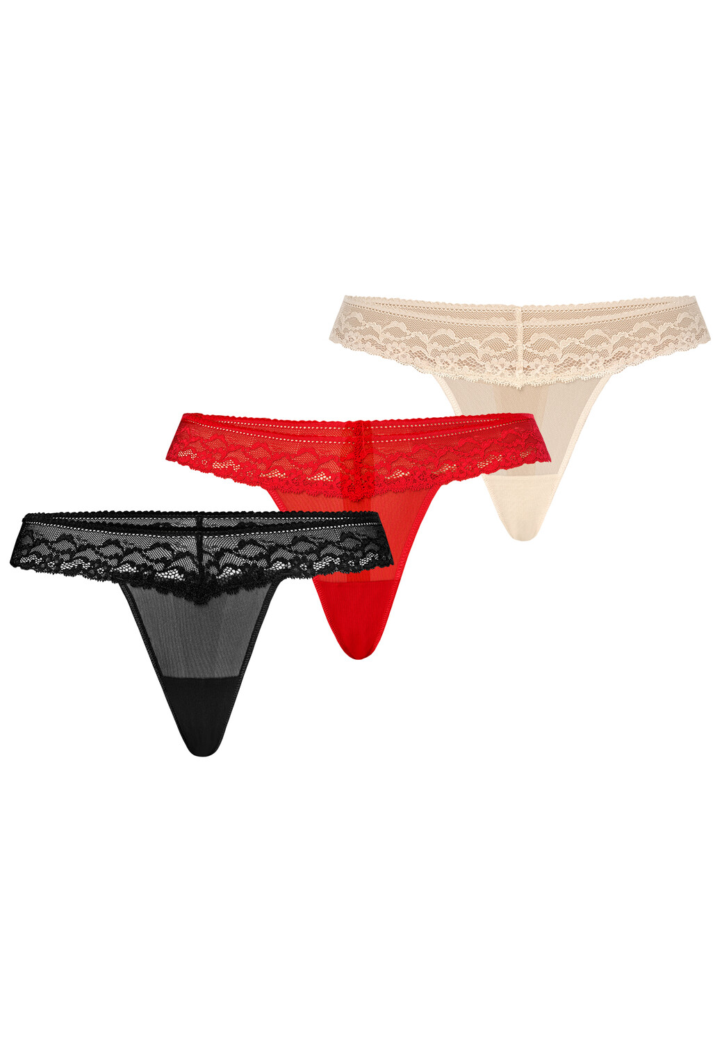 

Стринги Teyli 3 шт: Mesh Tanga mit floraler Spitze Leo, разноцветный