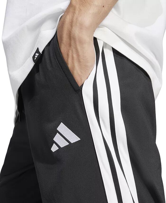 Мужские трикотажные спортивные брюки классического кроя с тремя полосками adidas, черный — фото 3