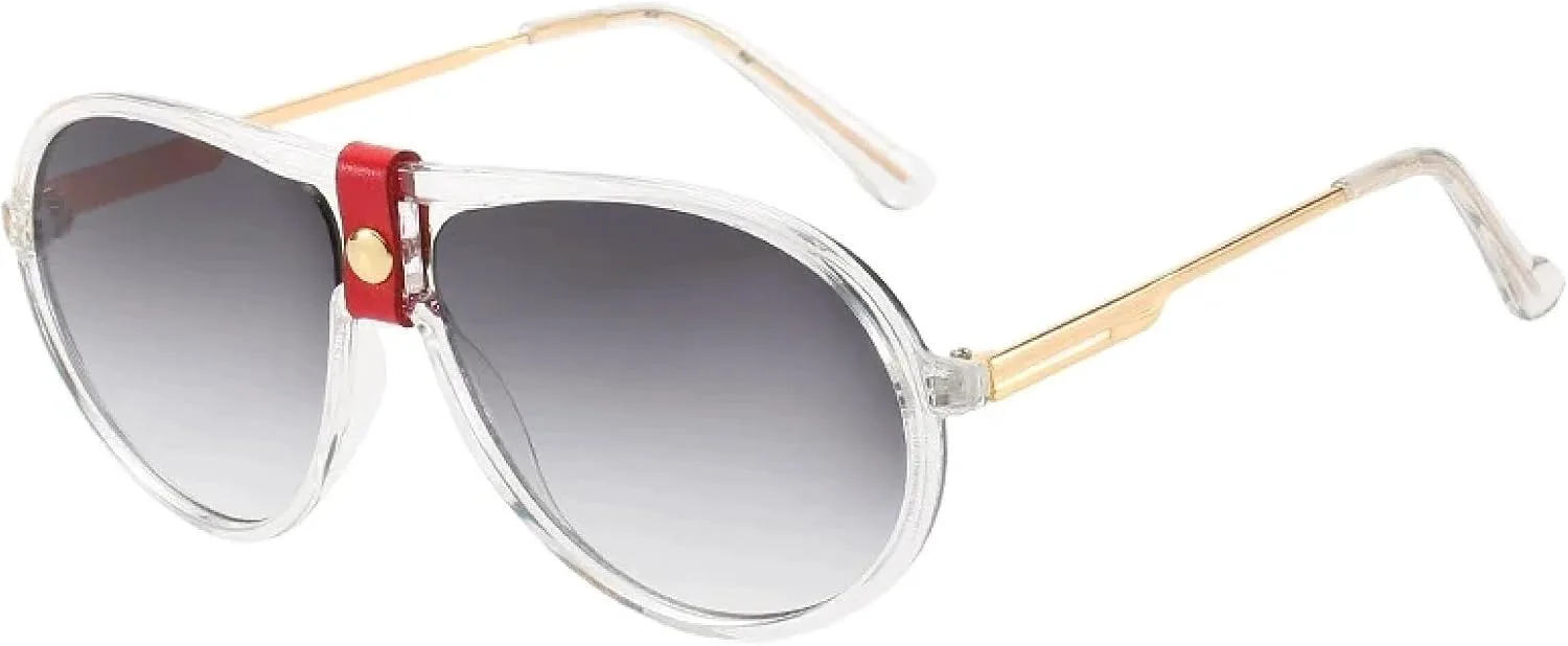 

Модные овальные солнцезащитные очки для женщин и мужчин, роскошные винтажные очки для вождения, защита от УФ-излучения UV400 TKKTLLT, Clear Gradient Gray