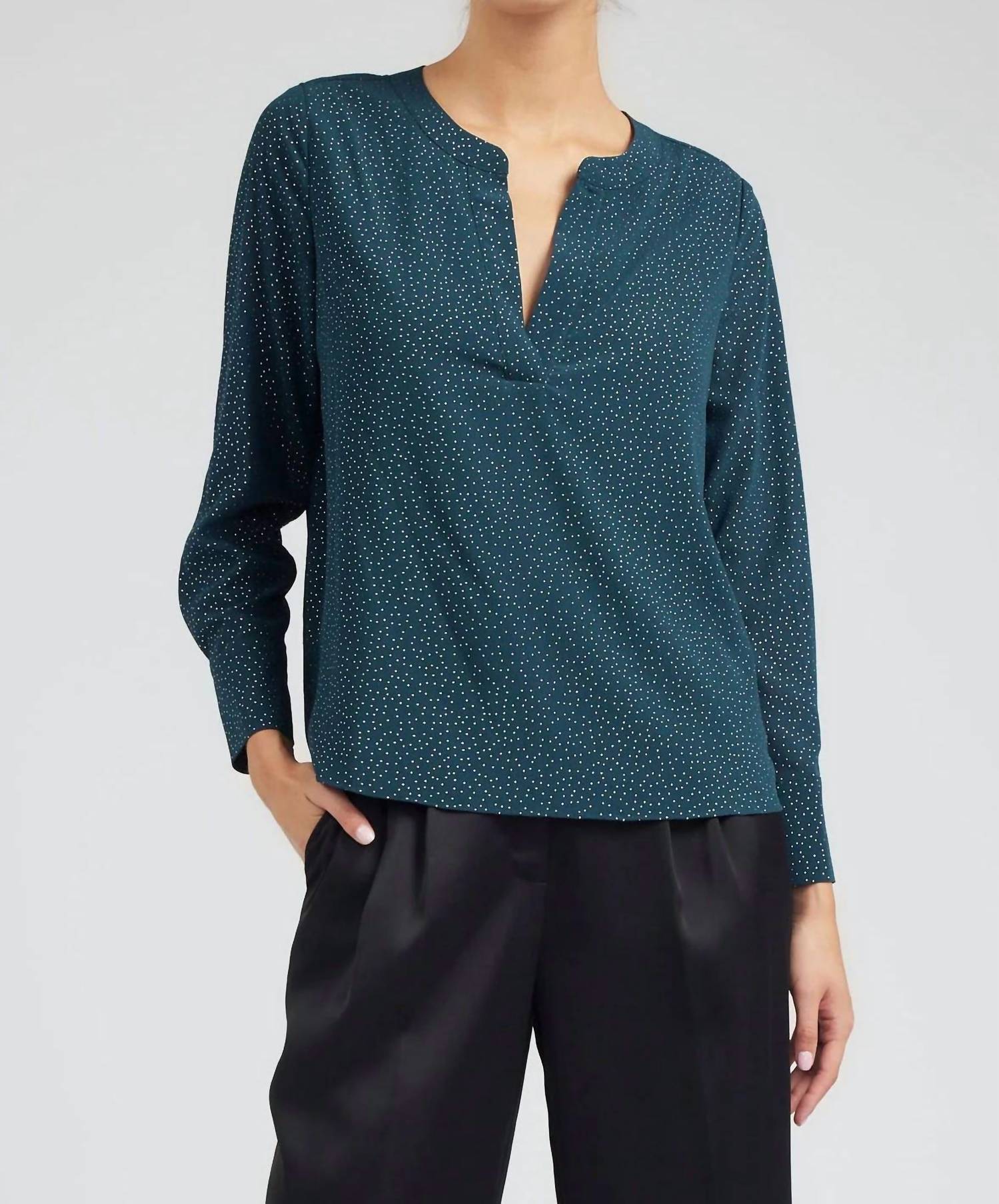 

Блуза со стразами в насыщенном цвете морской волны Current air, серебряный