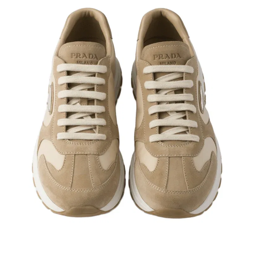 Кроссовки PRADA SS26 Prax из замши и нейлона цвета «пустынный слон» (Desert Ivory) 2EE455-LOW-F04CR, белый — фото 2