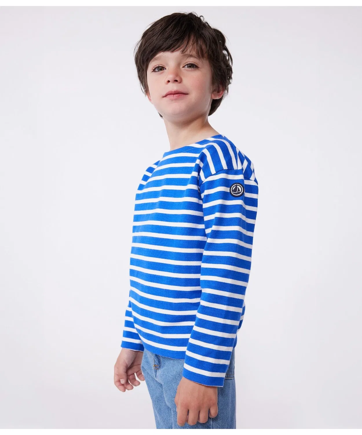 Пуловер с полосками Petit Bateau, 100% хлопок, белый с синим