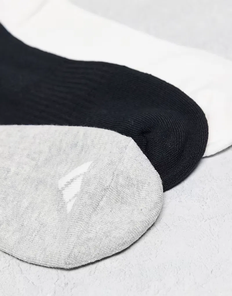 Комплект из 3 пар тренировочных носков Adidas Performance Training Essentials с тремя полосками, серый — фото 2