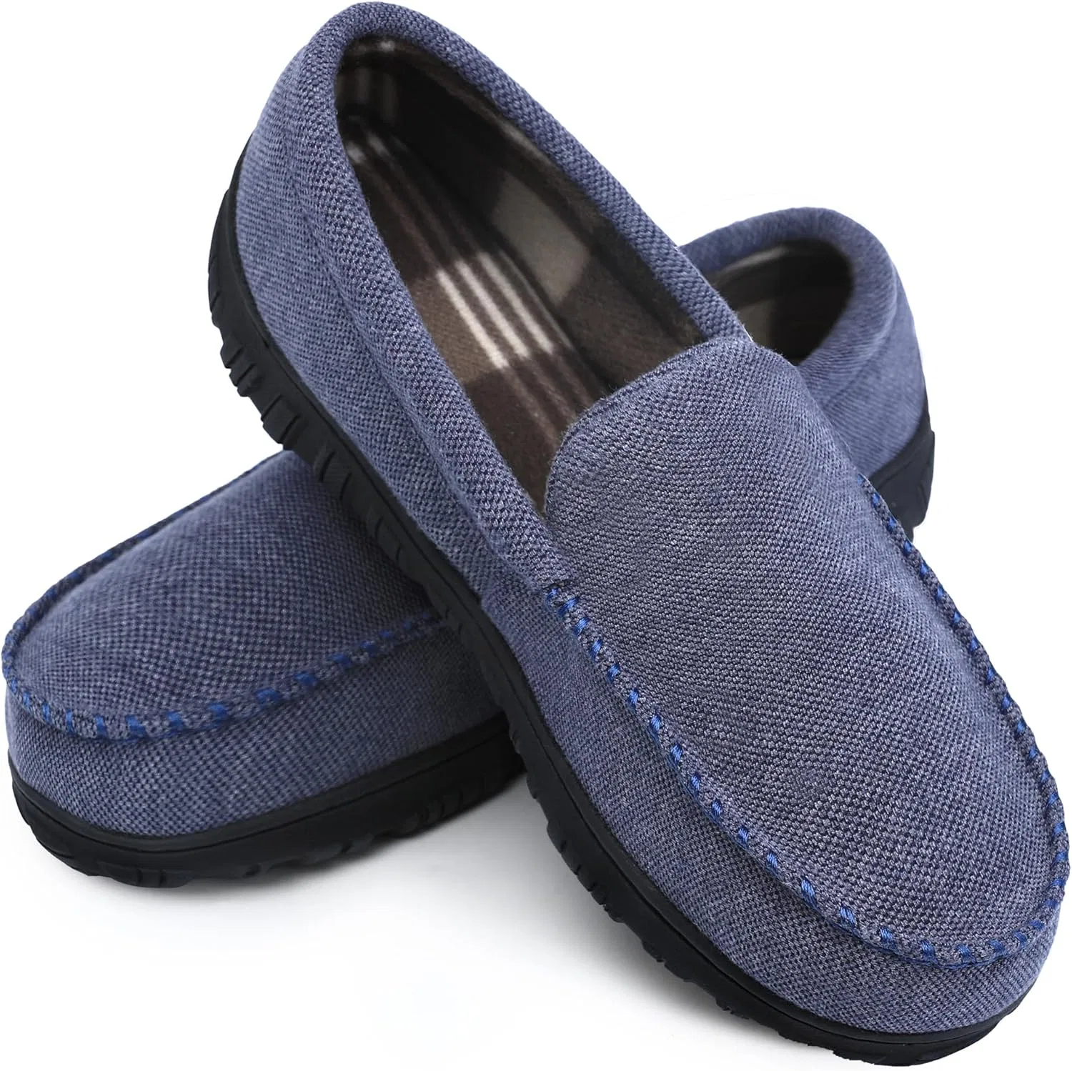 Тапочки из микрофибры, мокасины мужские, синие shoeslocker