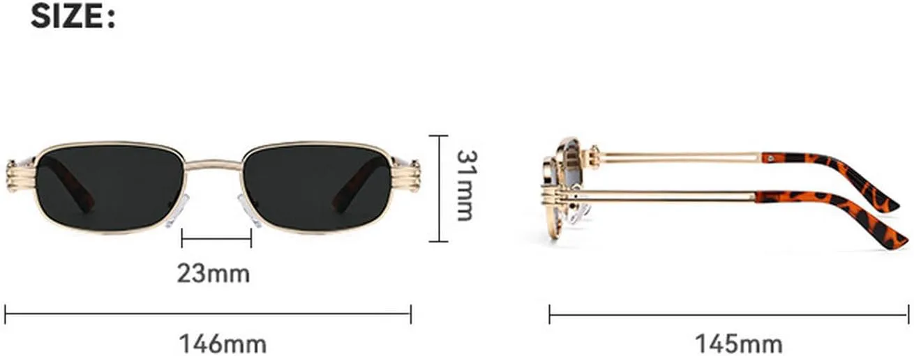 

Солнцезащитные очки Laureles Fashion Y2K для женщин и мужчин, прямоугольная металлическая оправа, для вождения, пляжа, вечеринки, защита от ультрафиолета UV400, C6