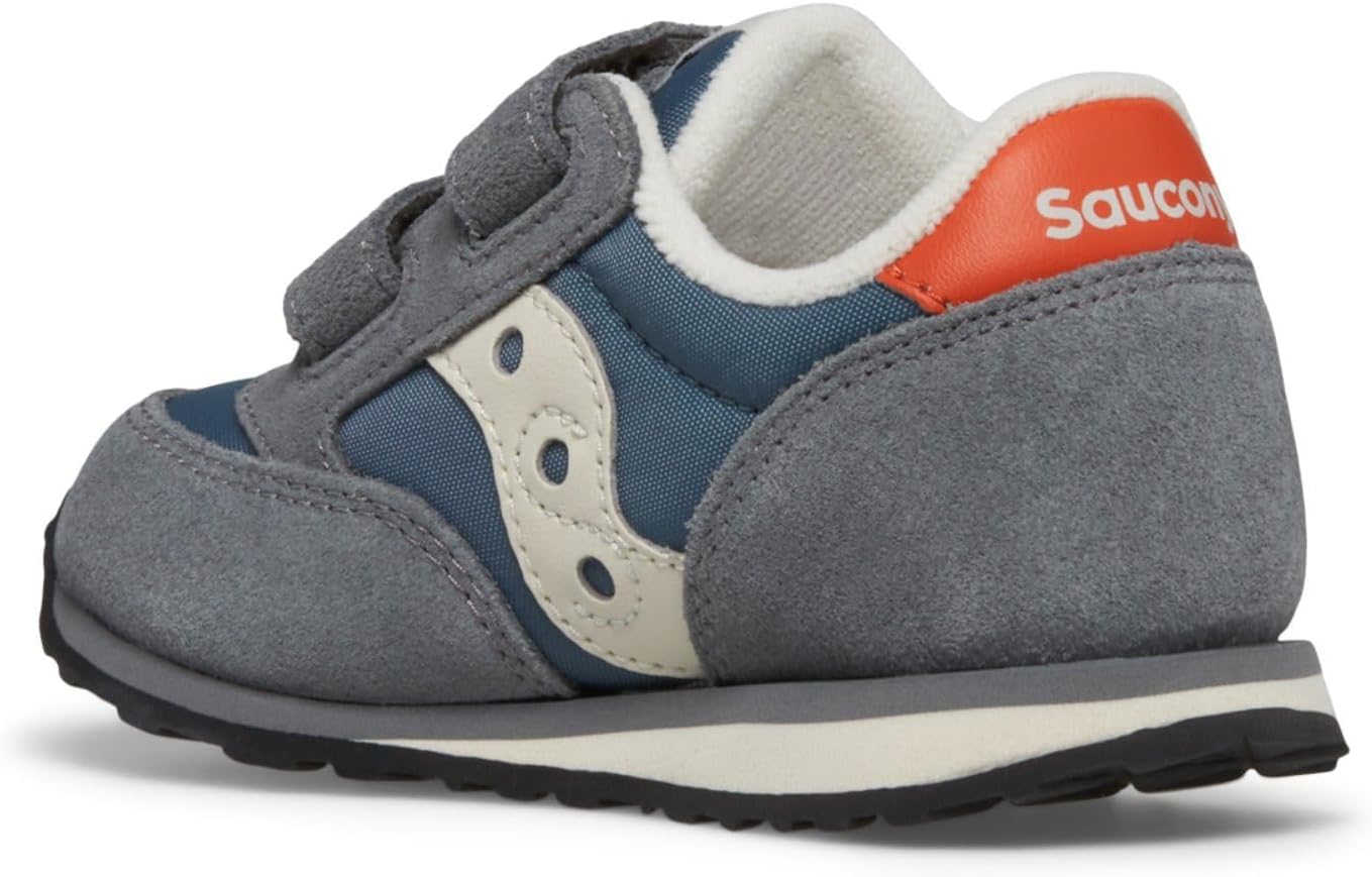 Кроссовки Saucony Unisex-Child Originals Jazz на липучке (для малышей/детей младшего возраста), синий/оранжевый/серый — фото 3