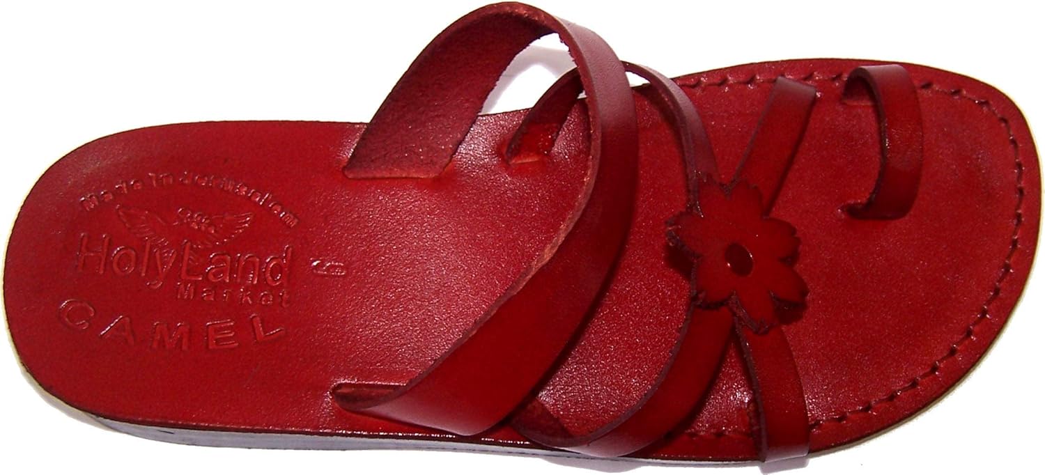 

Унисекс сланцы Святой Земли с библейским дизайном (Иисус - Яшуа), стиль Галилеи - цветные Holy Land Market, красный