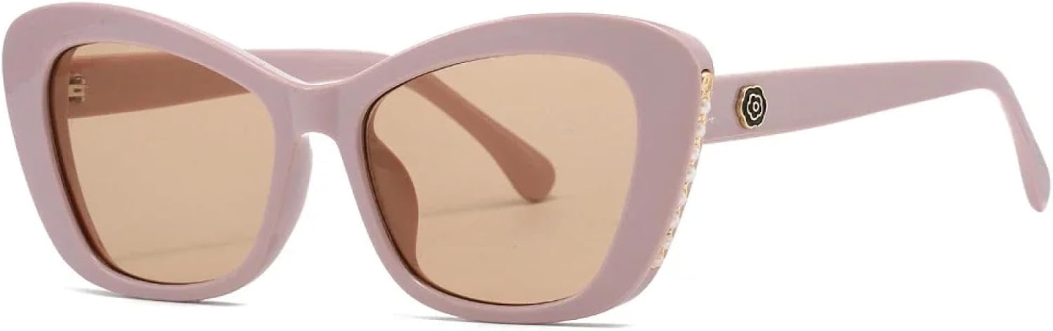 

Солнцезащитные очки «кошачий глаз» в крупной оправе, роскошные винтажные солнцезащитные очки, популярные очки с заклепками и защитой от УФ-излучения UV400 TYUVIVO, Pink Champagne