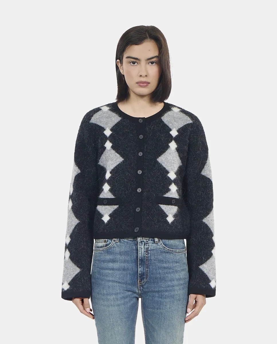 

Женский кардиган из альпаки с ромбами The Kooples, черный