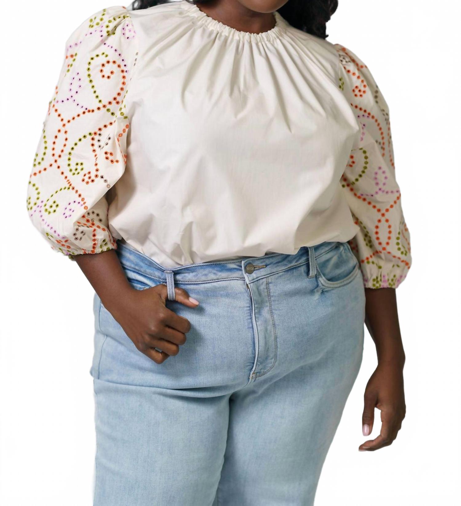 

Лилли блуза с рукавом три четверти плюс размера в цвете айвори EMILY LOVELOCK, слоновая кость