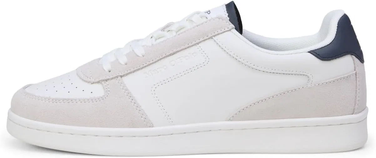 Мужские кожаные кроссовки Marc OPolo на плоской подошве с резиновой подметкой Marc O'Polo, White Navy
