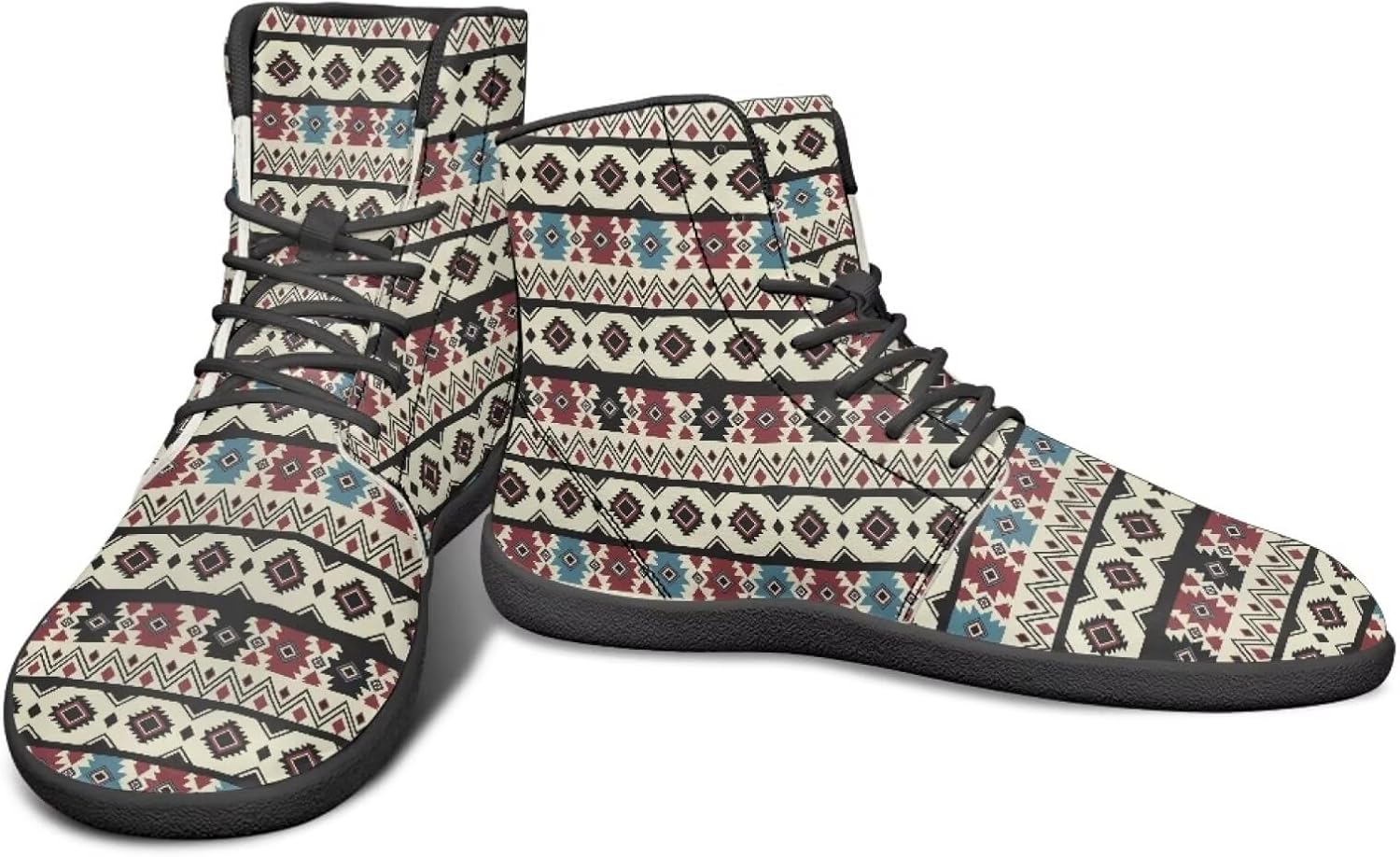 

Мужские кроссовки для бега с высоким верхом и этническим племенным дизайном, обувь для устойчивой стойки, с широкой носочной частью, спортивная и повседневная обувь Watdotory, Geometric Aztec Tribal Design