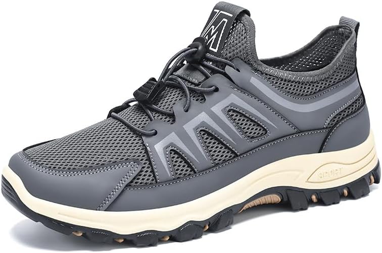 

Мужские спортивные беговые кроссовки с дышащей мягкой подошвой для походов на свежем воздухе, удобные кроссовки с толстой противоскользящей подошвой для прогулок по тропе Qacksv, серый