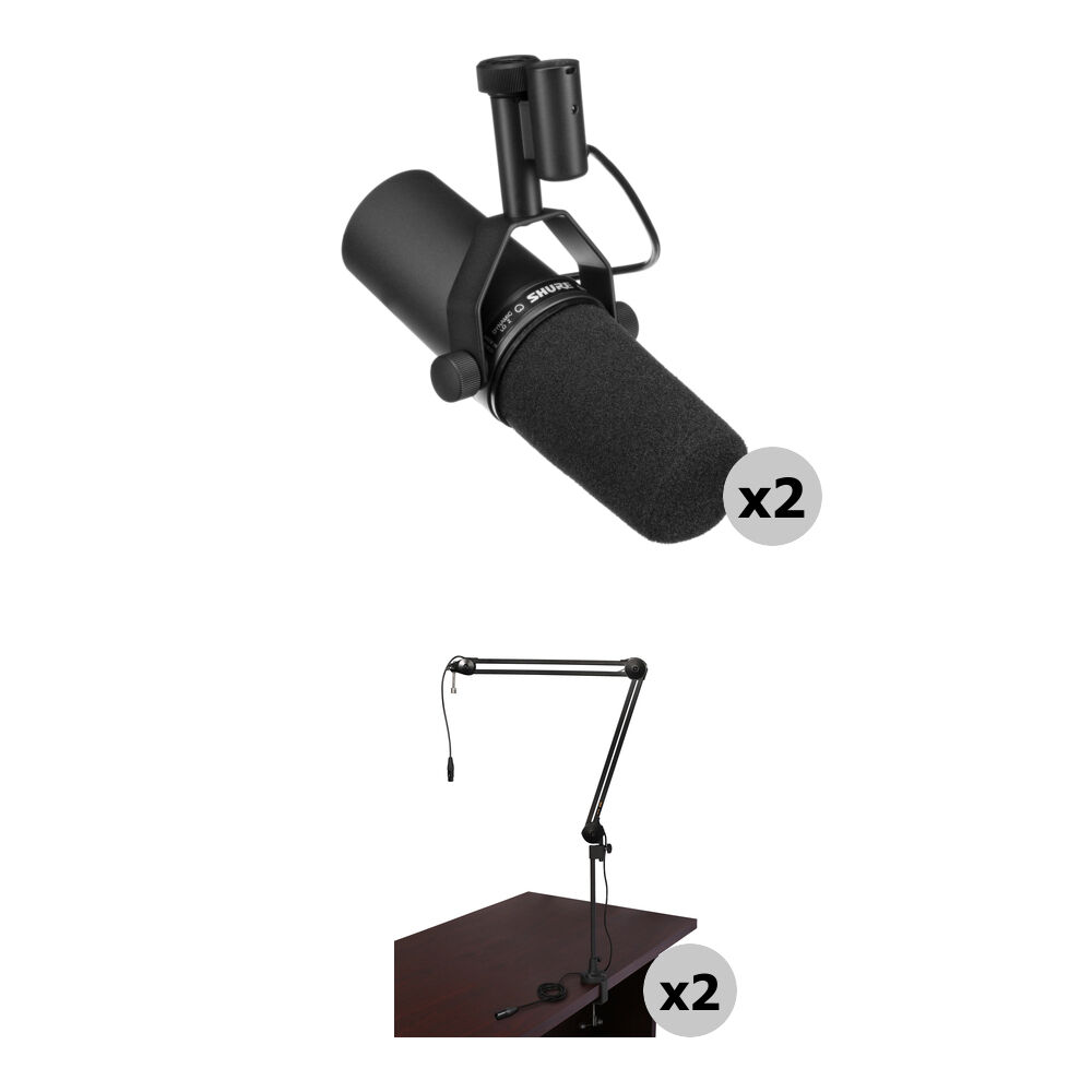 

Shure SM7B - комплект из 2-х ручных динамических вокальных микрофонов и вещательного микрофонного держателя