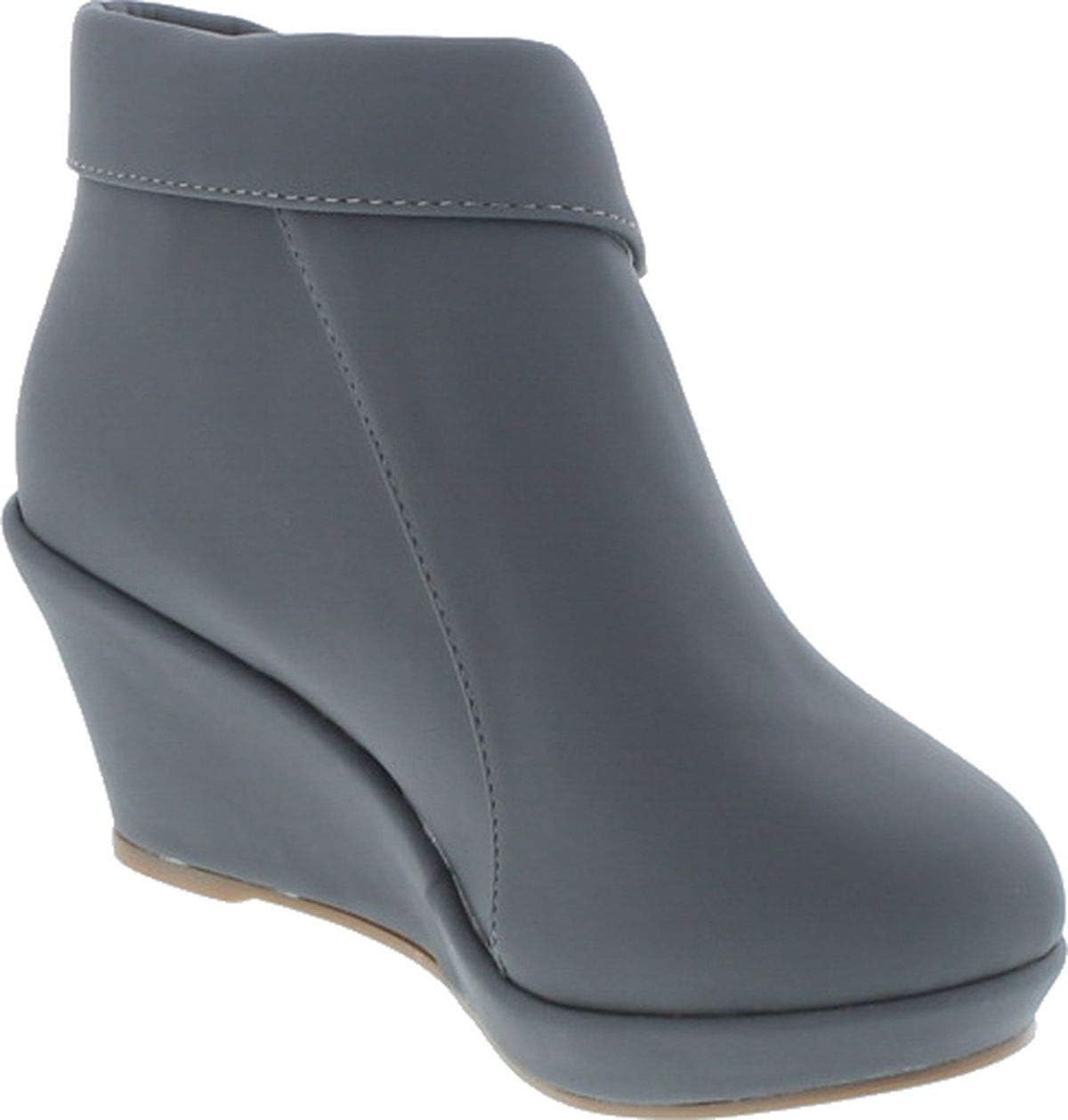 Lucky Top BESTON Stella-6K ботильоны на платформе с клиновидным каблуком и отворотом, Grey Nubuck — фото 3
