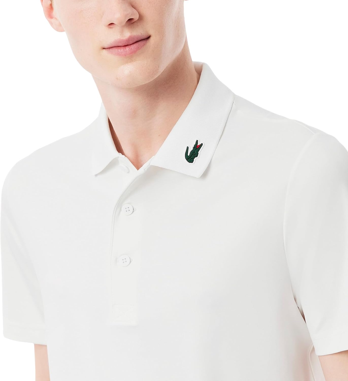 Мужская спортивная поло Lacoste Regular Fit с защитой от ультрафиолета для гольфа, White — фото 2