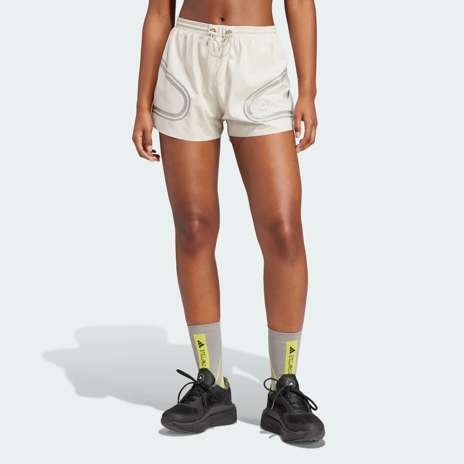 Футболка Stella McCartney X Stella McCartney Co titled Series Спортивные эластичные шорты мид-райз Женские Ecru Adidas — фото 3
