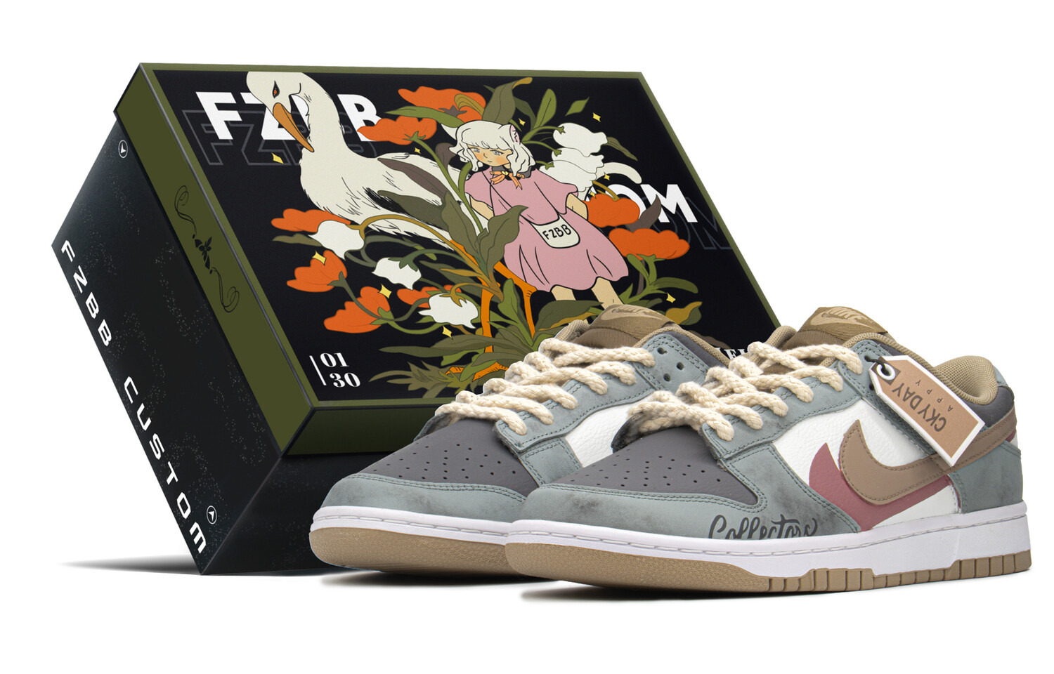 

Кроссовки Nike Dunk Skateboard Shoes Men Low-Top Vintage Green Brown