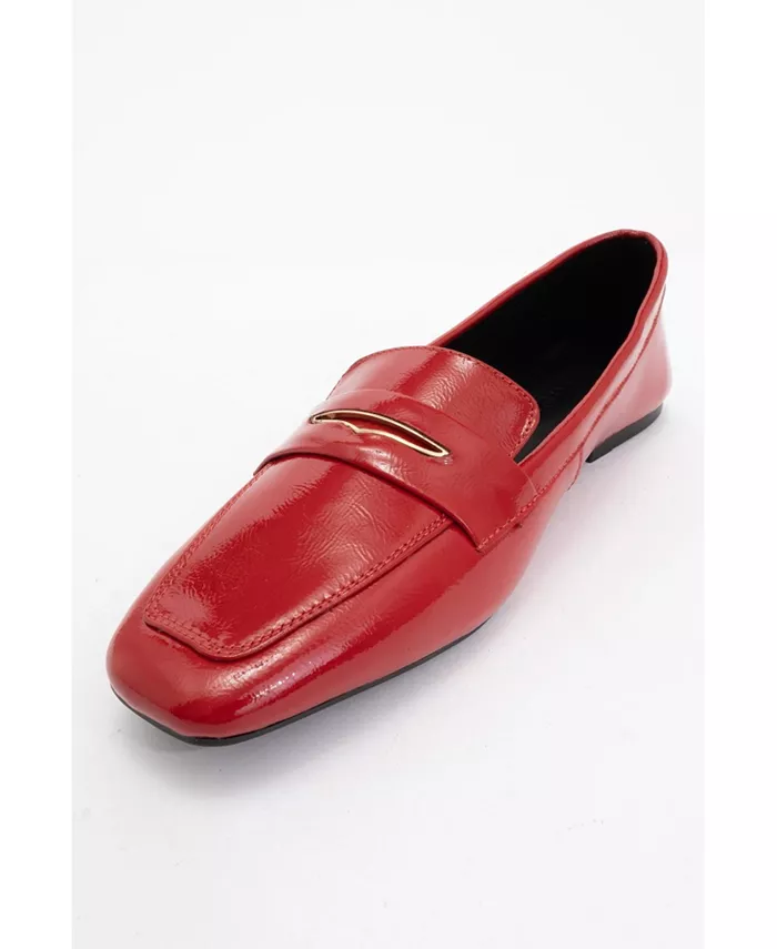 Иридесса Кожаные Лоферы на Плоской Подошве (Женщины) Forever & Always Shoes, красный — фото 4