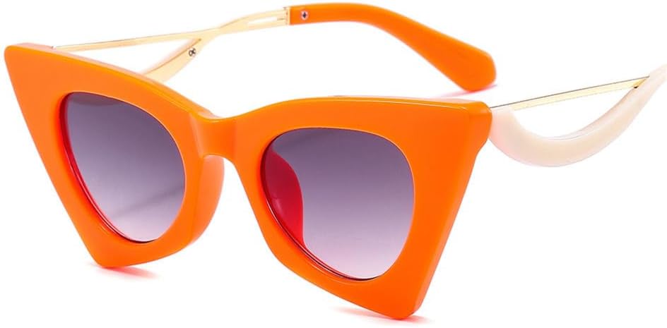 

Модные женские солнцезащитные очки «кошачий глаз» в винтажном стиле с металлической цветной оправой, уникальные и трендовые, с защитой от УФ-излучения UV400 TYUVIVO, Orange