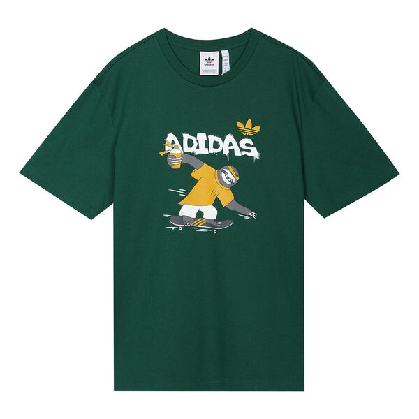 

Футболка originals cartoon printing round neck short sleeve forest green Adidas, зеленый