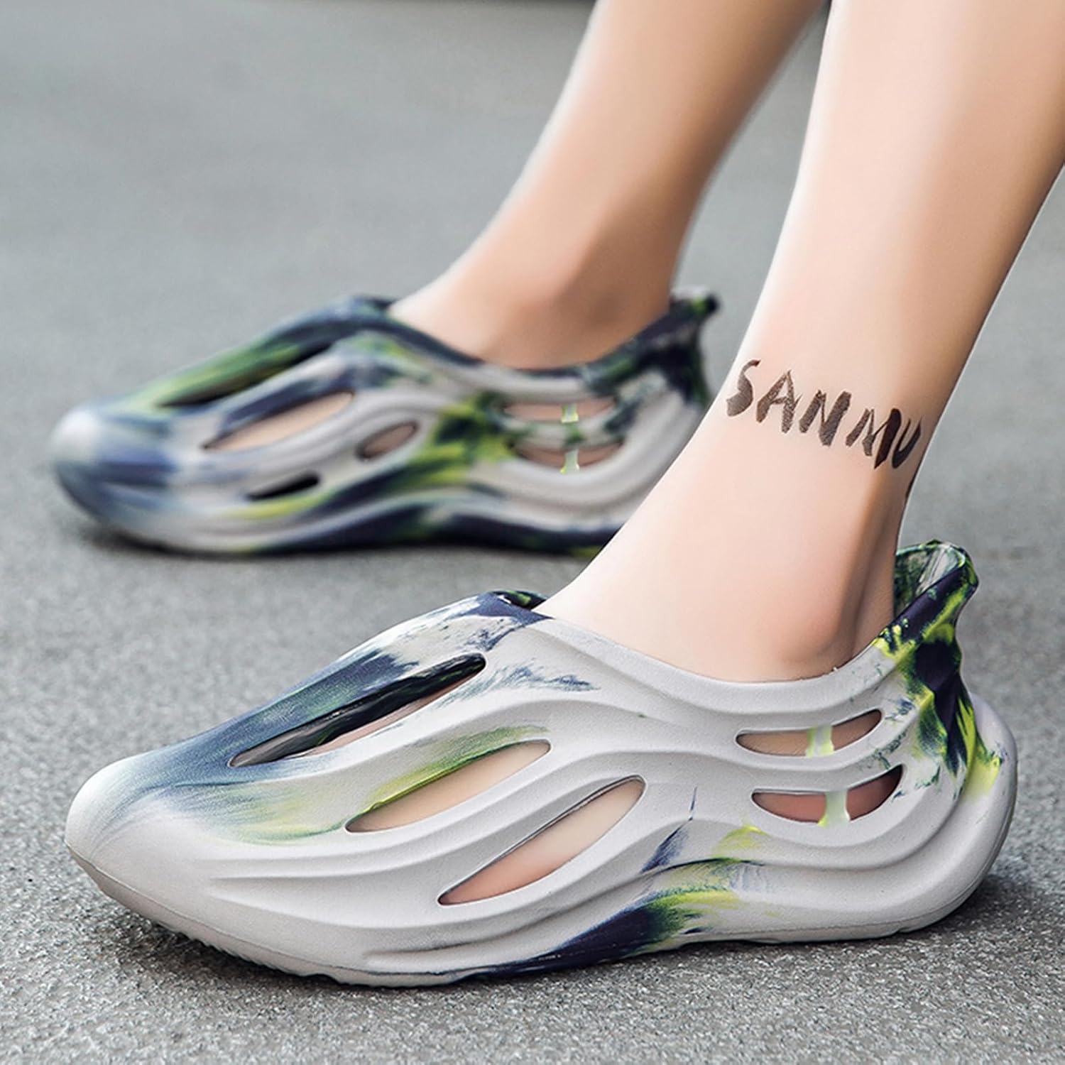 Мужские слипоны из пены с вырезами, стиль Foam Runner, легкие, прочные, из материала EVA, дышащие, мягкие пляжные сандалии с вентиляцией для мужчин Inkuil, серый — фото 4