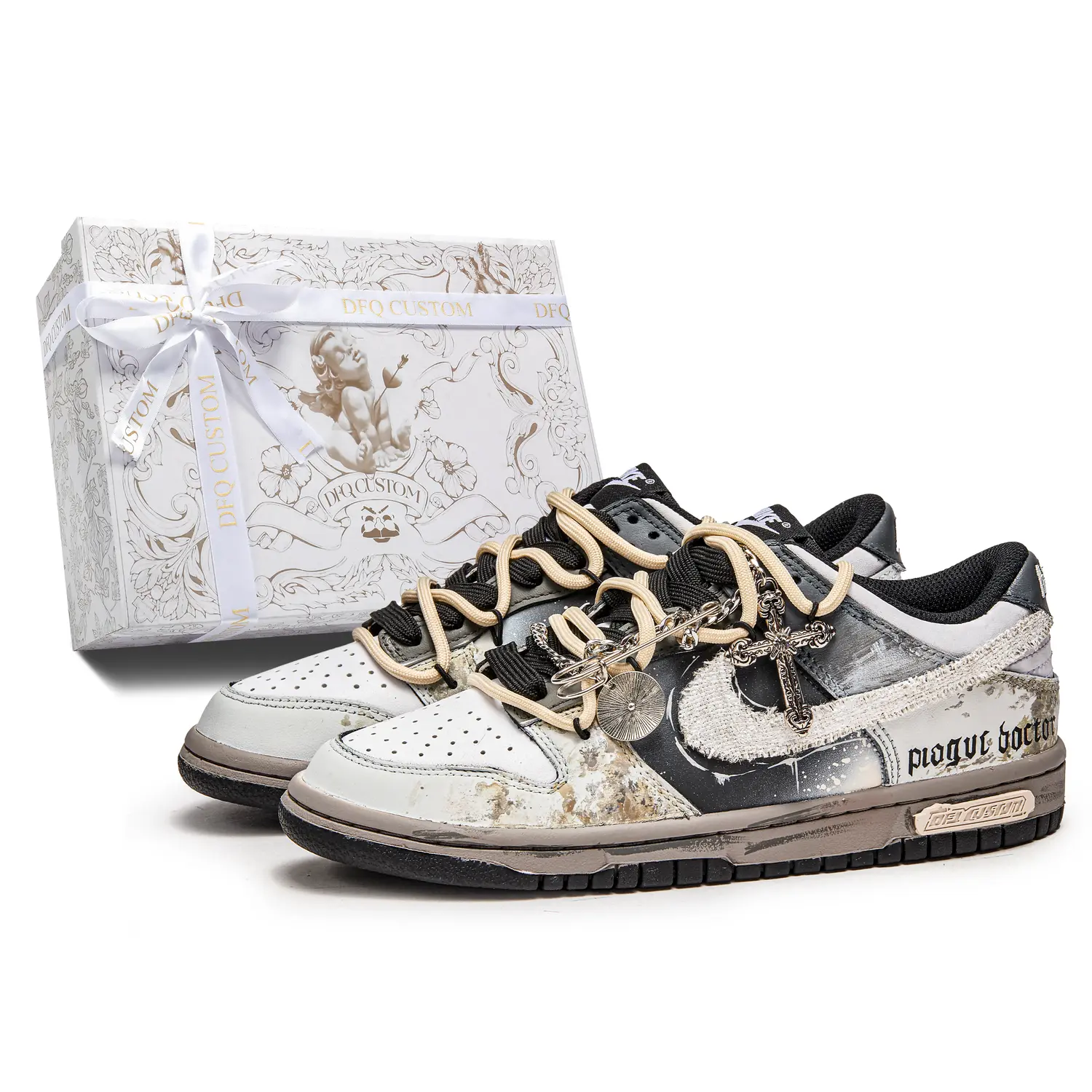 

Кроссовки для скейтбординга Dunk унисекс с низким верхом серый/белый Nike