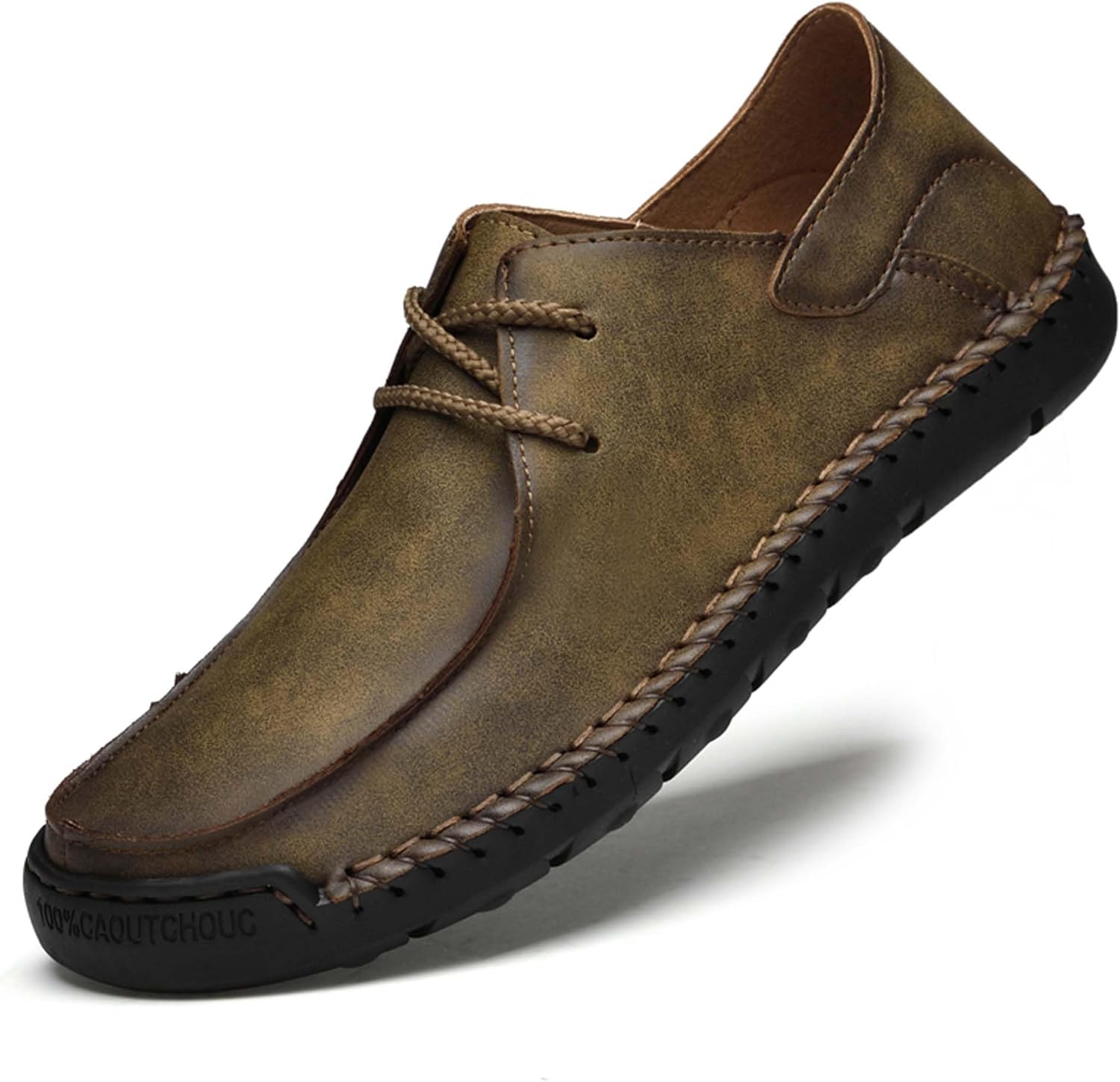 

Мужские кожаные прогулочные туфли, классический простой дизайн, низкие мужские повседневные туфли, усиленная прошивка подошвы, легкие, мягкие, удобные, противоскользящие и долговечные, подходят для всех сезонов Vtiao, коричневый