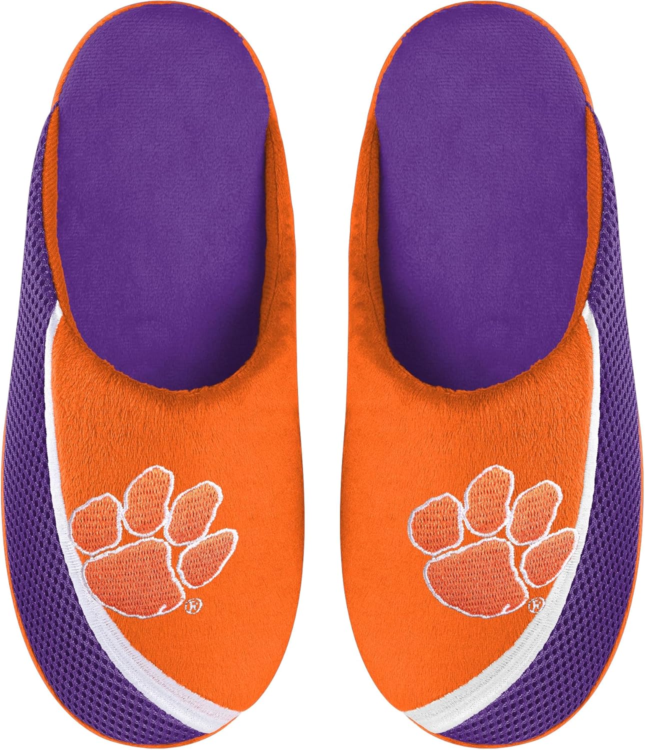 

Мужские тапочки FOCO NCAA 2022 с большим логотипом и цветной окантовкой, Clemson Tigers