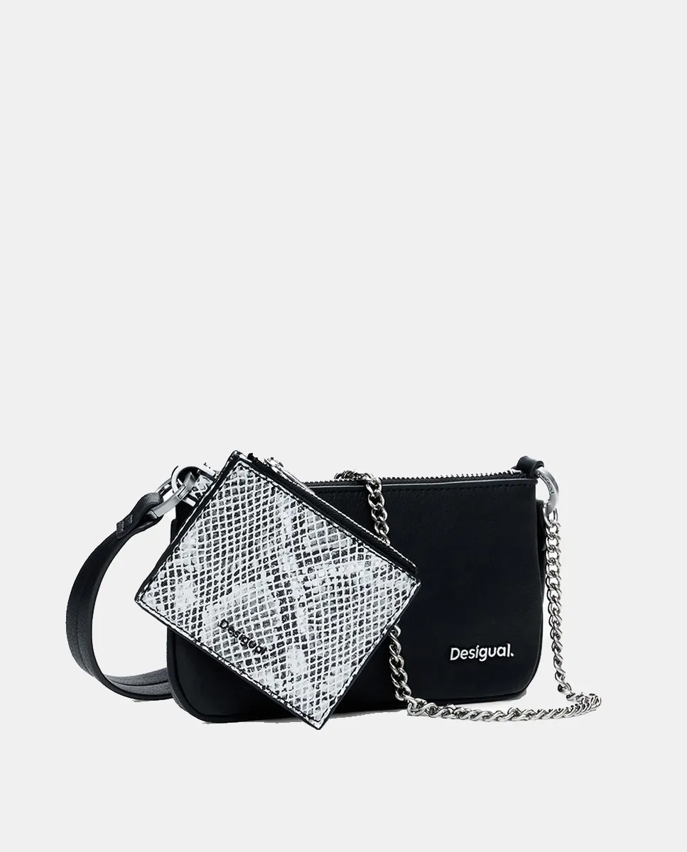 

Большой кошелек 2-в-1 с змеиным принтом Desigual, черный