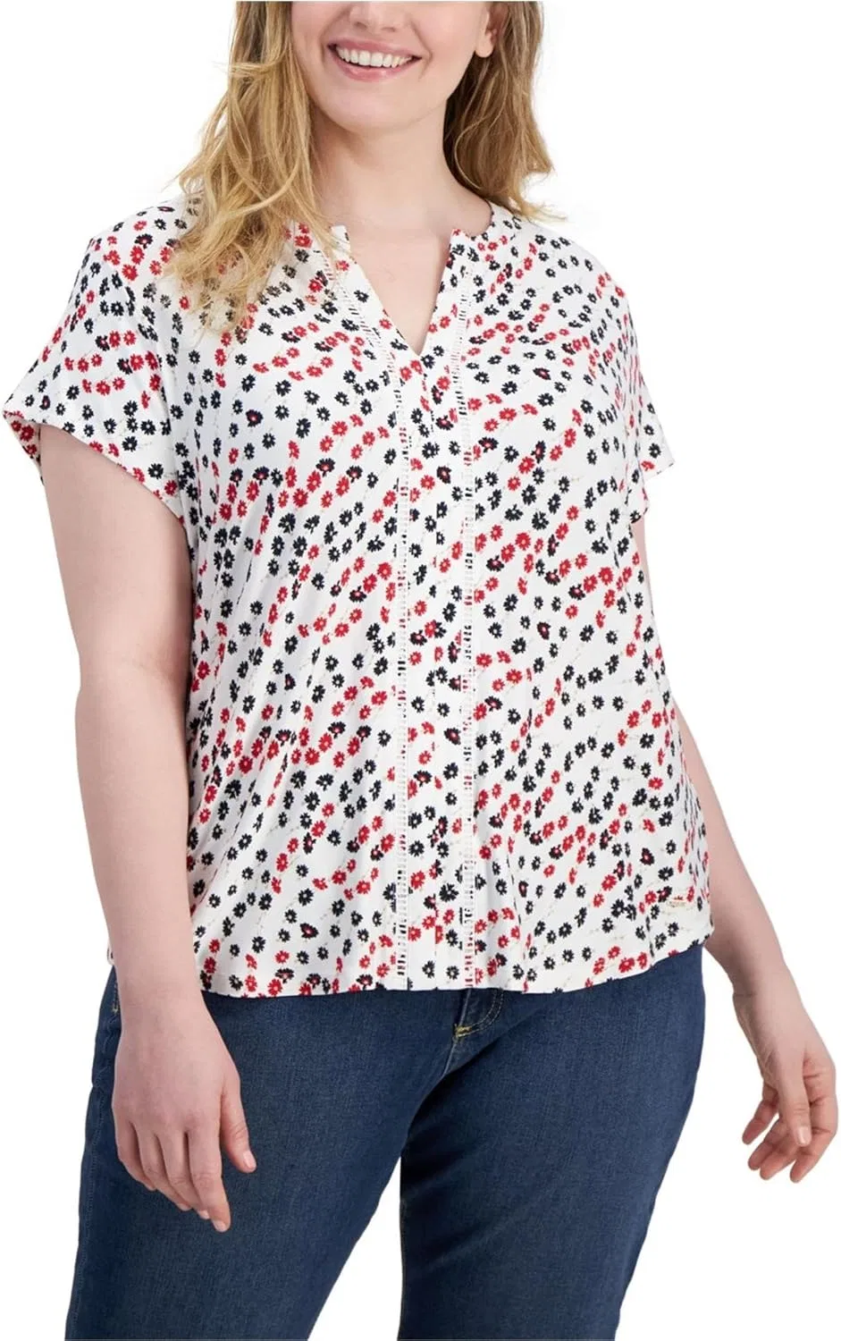 Блуза с цветочным принтом, Peasant Blouse, Tommy Hilfiger, алый мульти