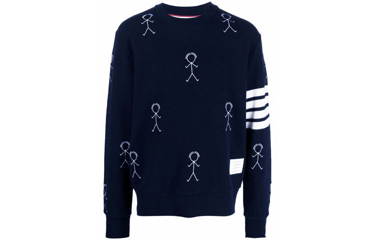 

Футболка из кашемира FW21 Мужская Морской синий THOM BROWNE
