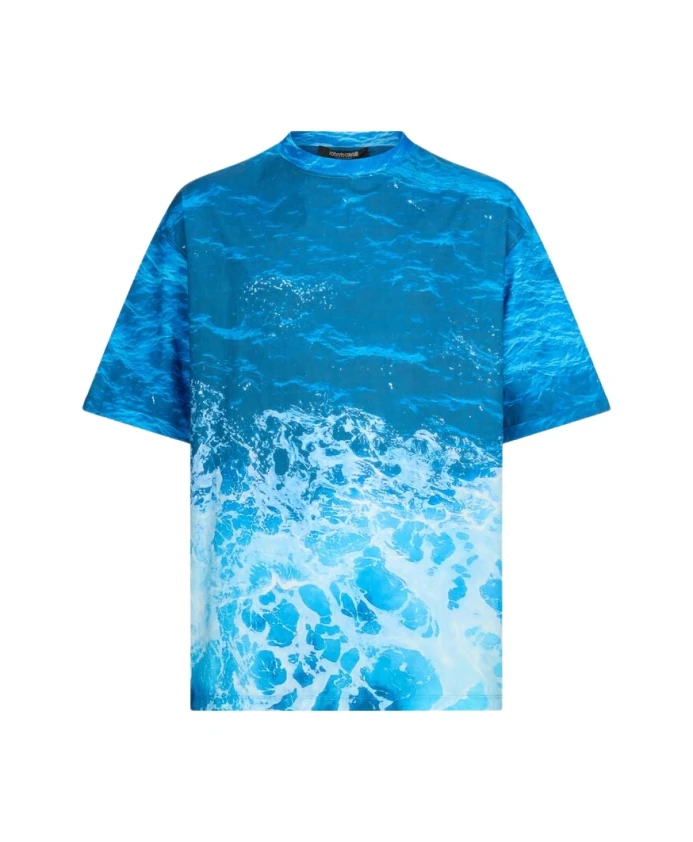 

Футболка с принтом Stretto di Messina Roberto Cavalli, синий