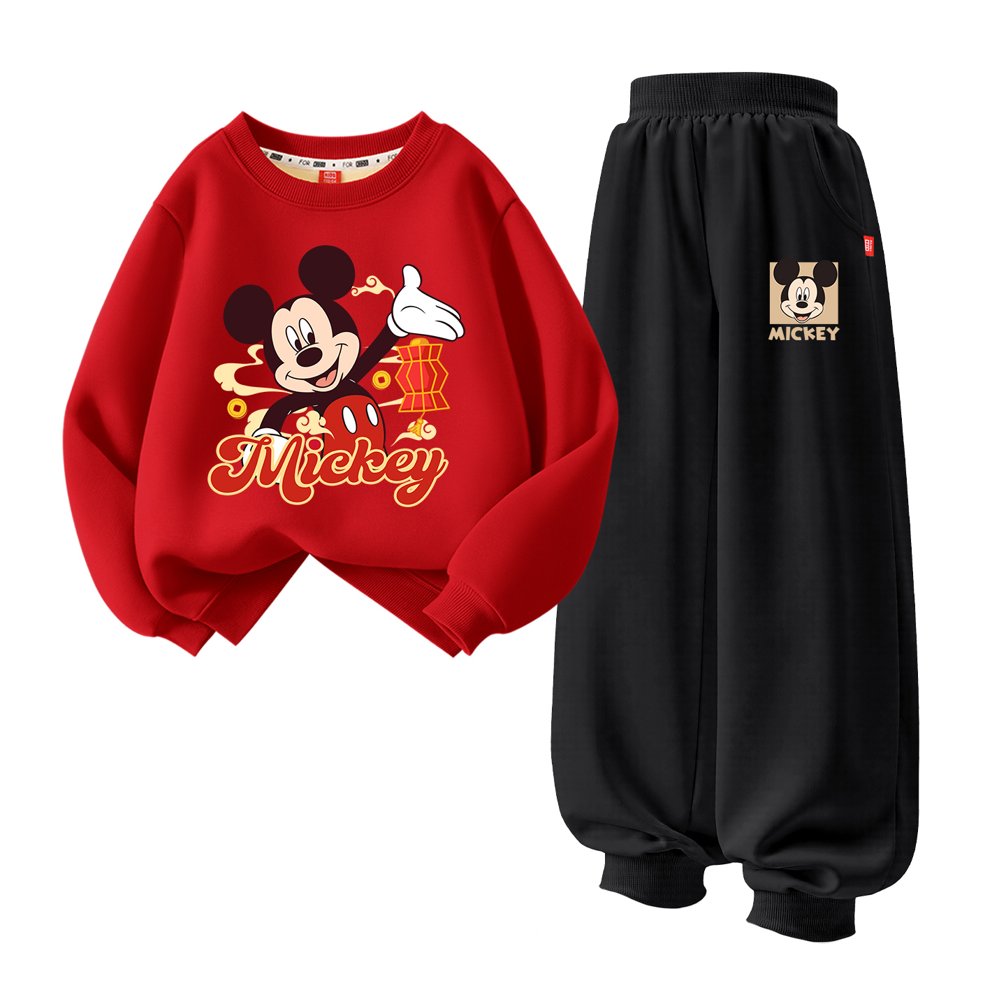 Детская повседневная спортивная одежда Disney, [Thickened and Fleece-Lined]Daliyuan Coin K Red+Di Yuan Coin K Gray — фото 3