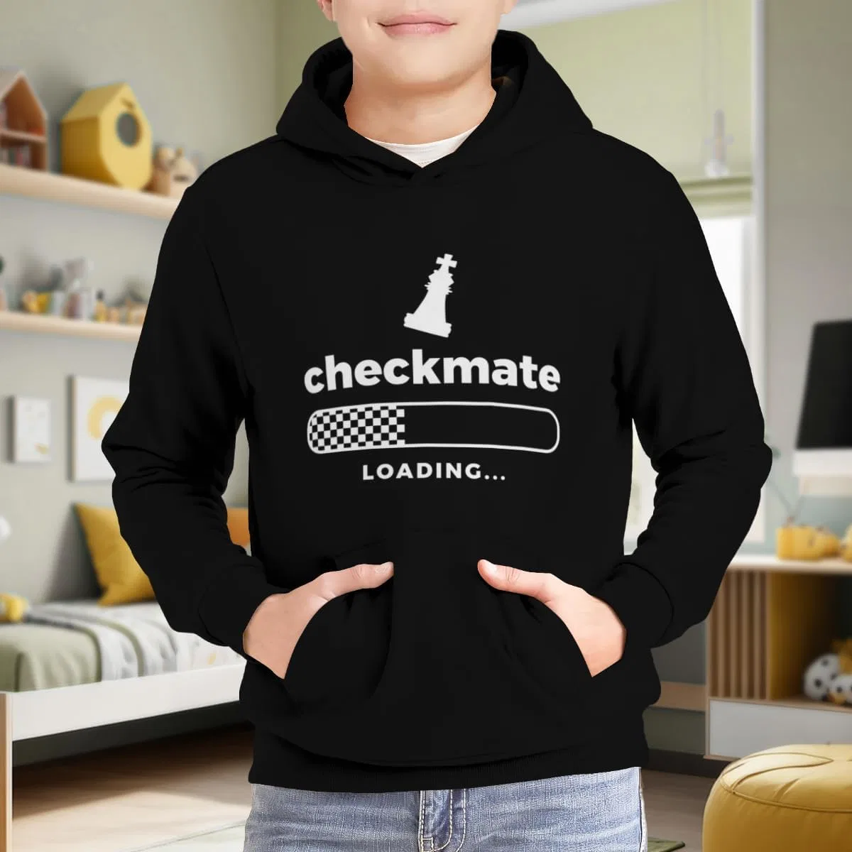 Детская худи с капюшоном и карманом кенгуру HEAPPER, белый, XS-XXL — фото 2