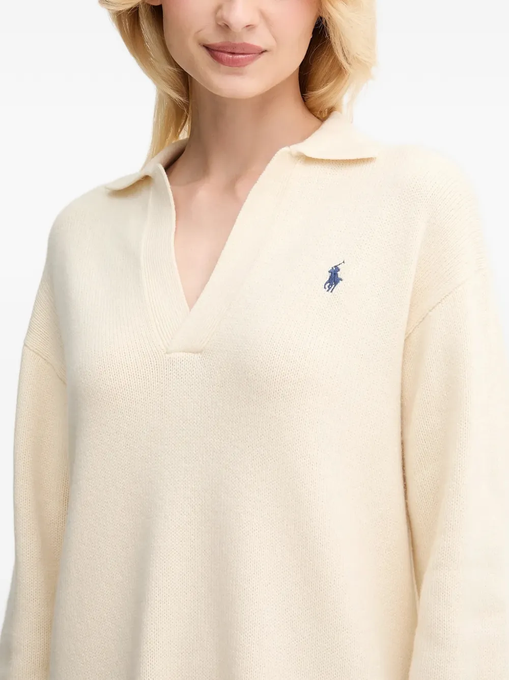 Мини-платье-поло с V-образным вырезом Polo Ralph Lauren, бежевый — фото 4