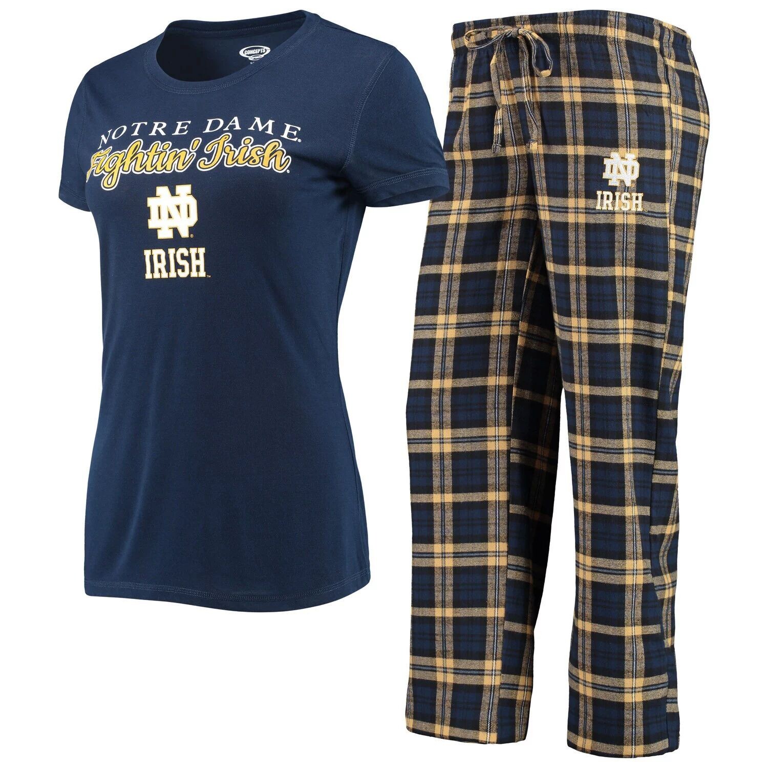 

Женская футболка Concepts Sport, темно-синяя/золотая футболка Notre Dame Fighting Irish Lodge и фланелевые брюки, комплект для сна, Синий, Женская футболка Concepts Sport, темно-синяя/золотая футболка Notre Dame Fighting Irish Lodge и фланелевые брюки, ко