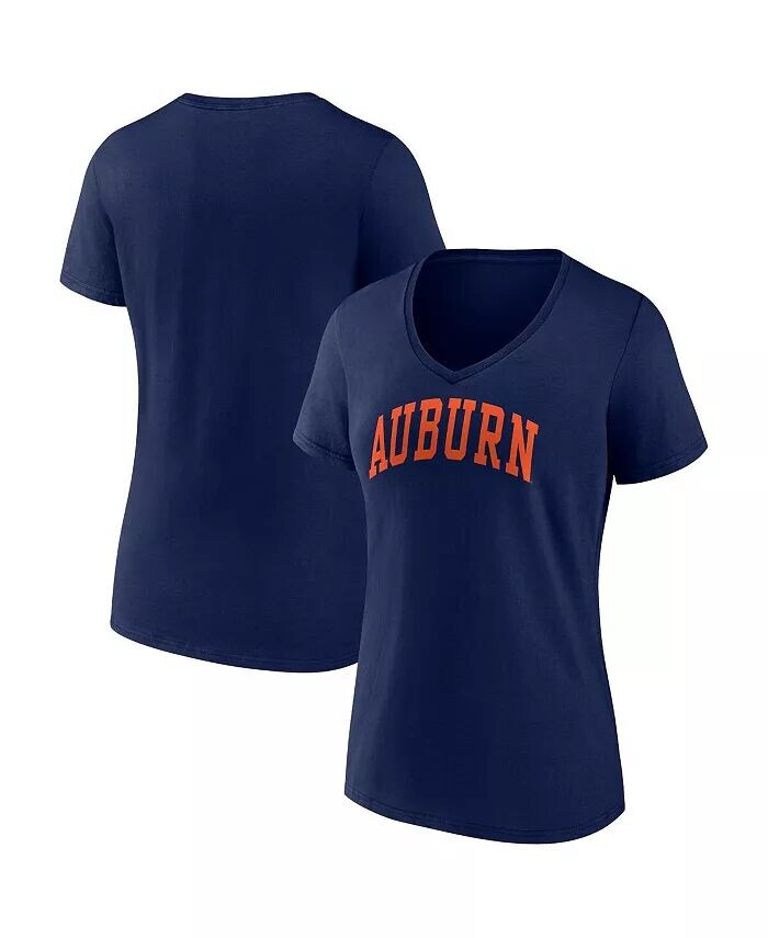 

Женская темно-синяя футболка Auburn Tigers Basic с v-образным вырезом и аркой Fanatics