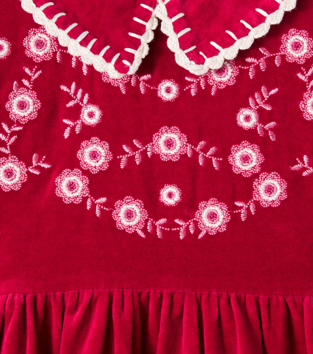 Платье Милли из хлопка и льна с вышивкой Bebe Organic, Red Flame — фото 3
