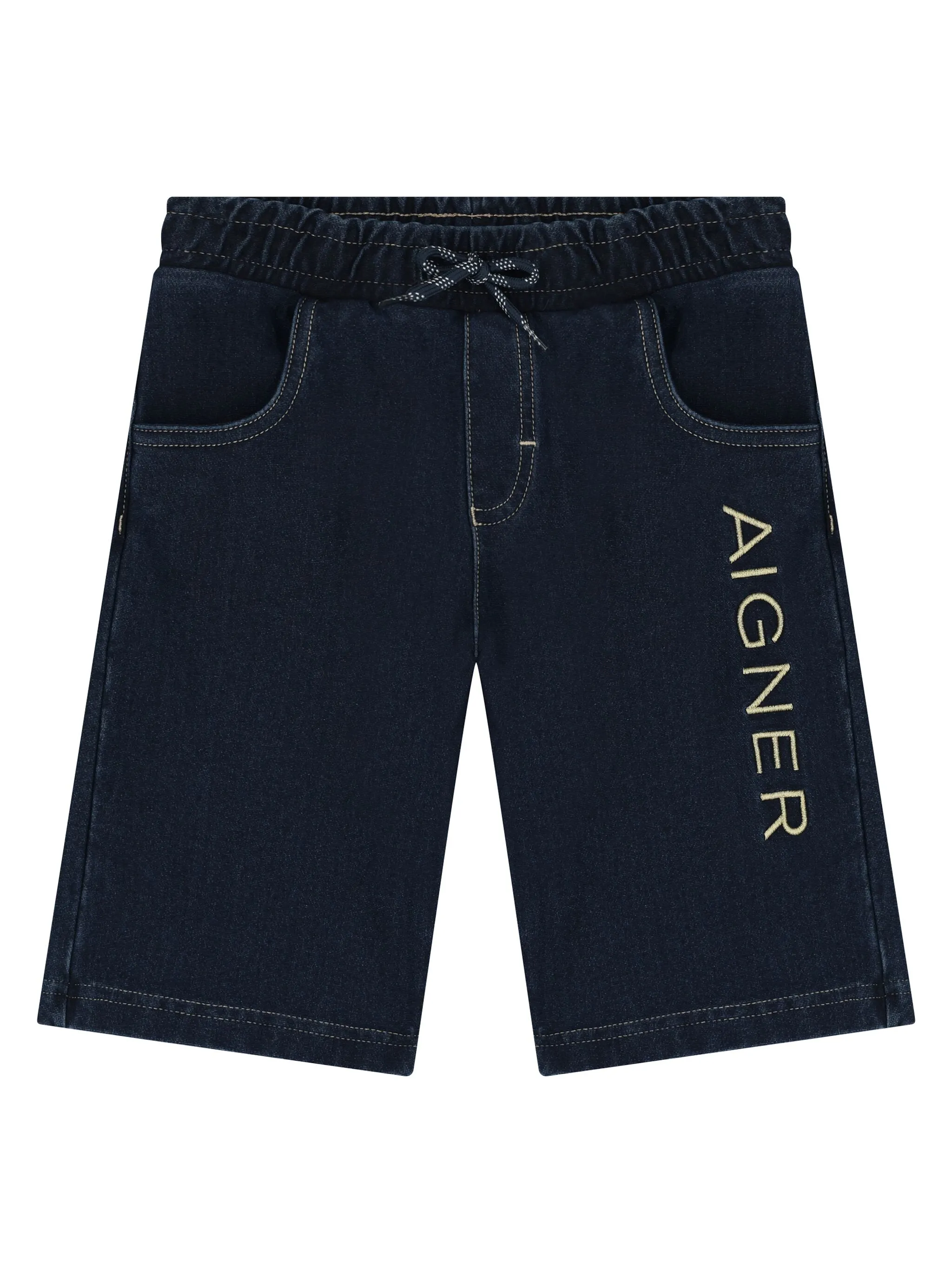 

Джинсовые шорты с вышитым логотипом Aigner Kids, синий
