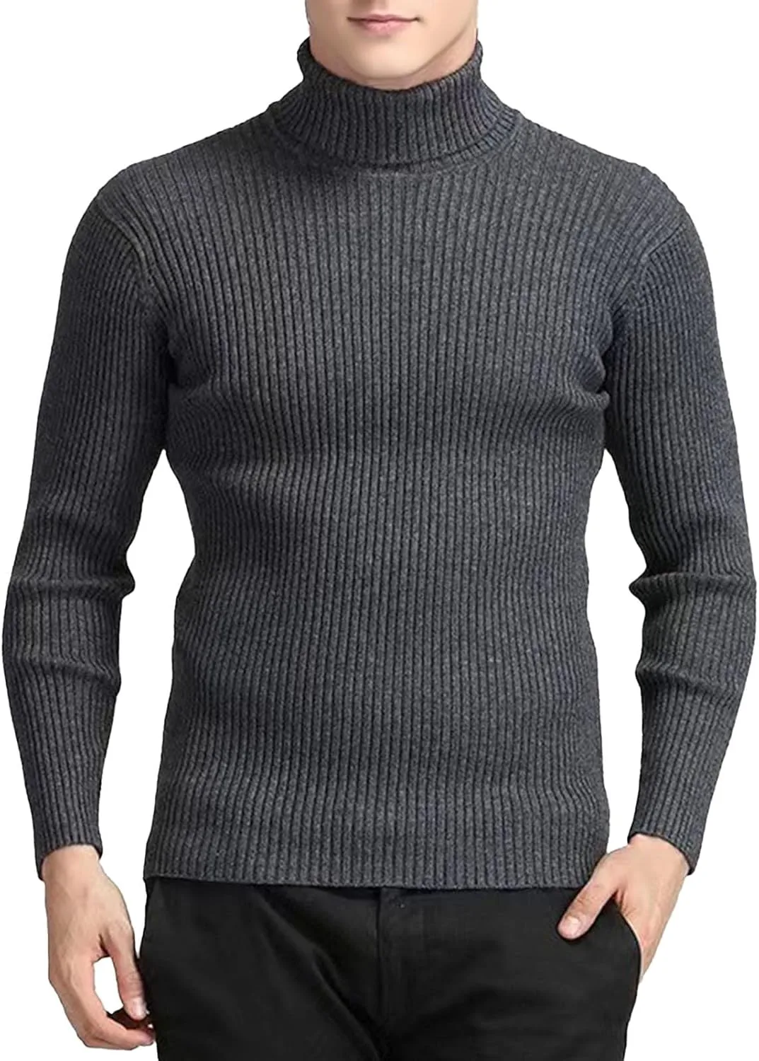 

Мужской свитер с воротником-стойкой Slim Fit, теплый, с длинными рукавами