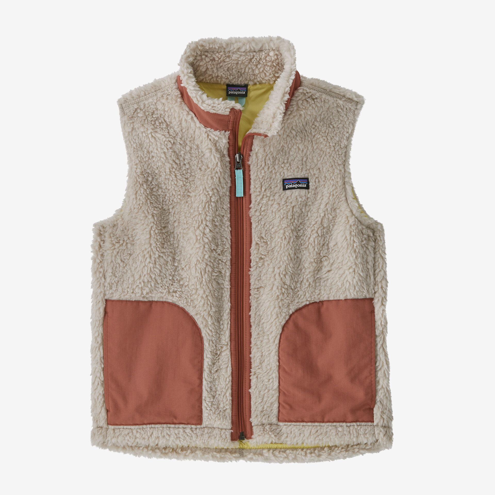 

Детский флисовый жилет Retro-X Patagonia, цвет Natural w/Burl Red