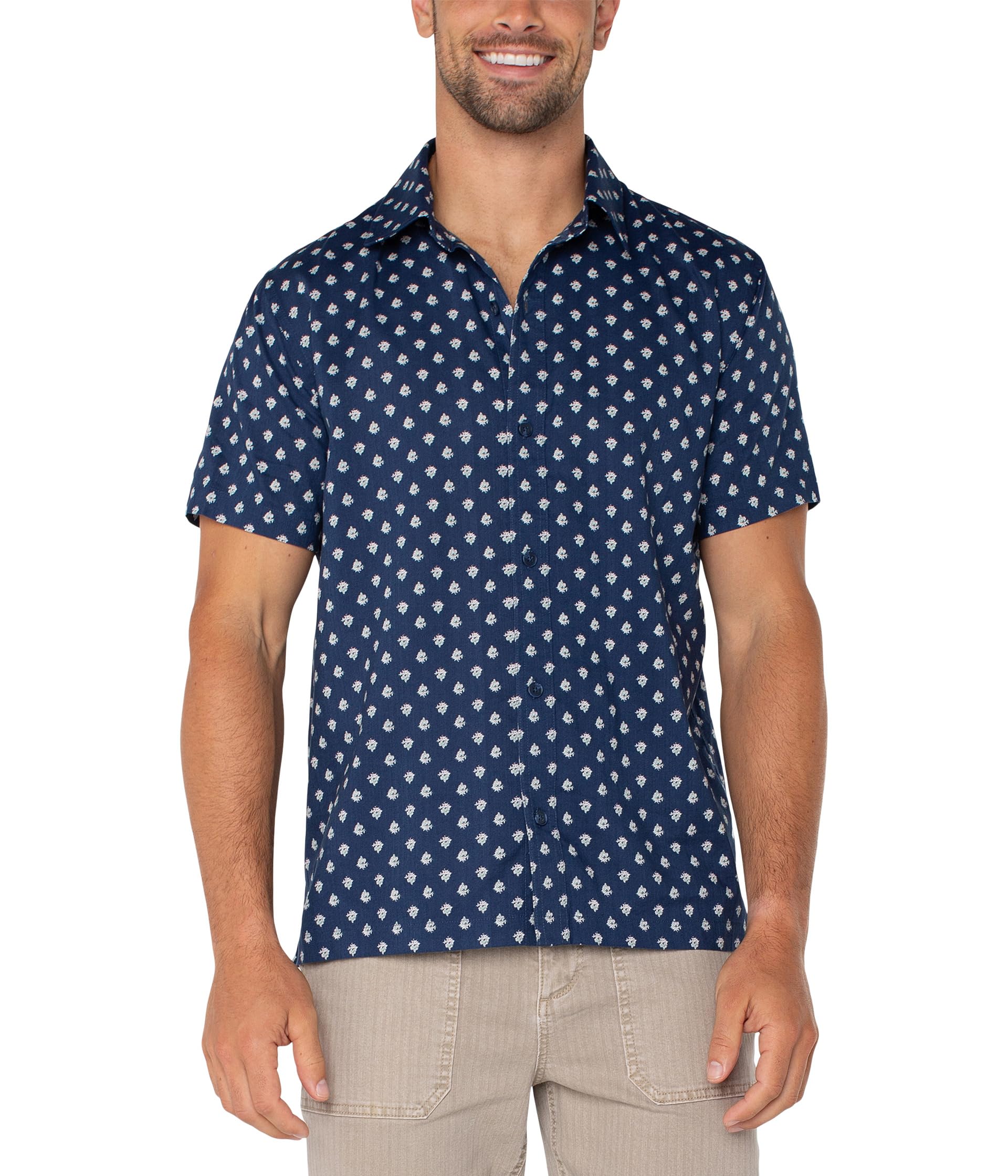 

Рубашка Liverpool Los Angeles Short Sleeve Button Up Shirt, Navy/Multi