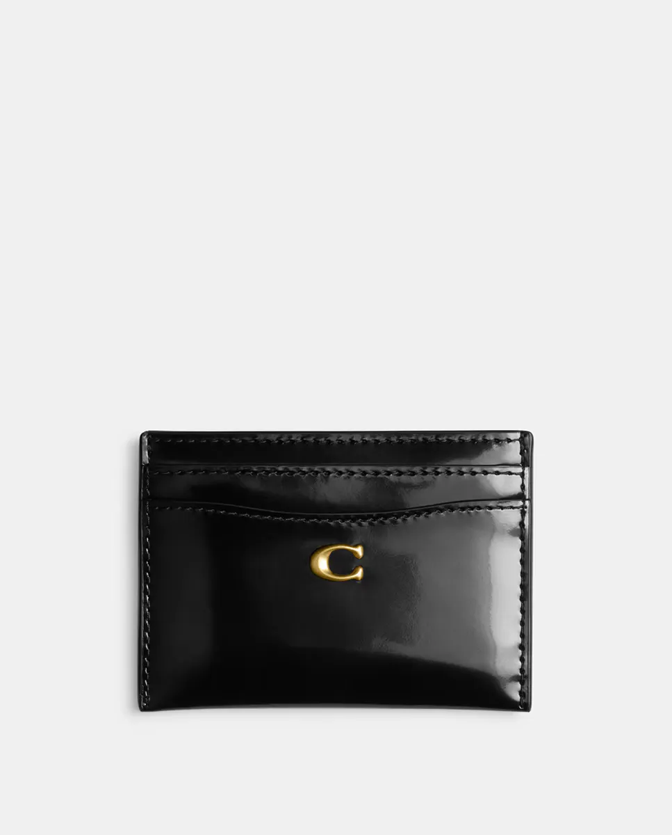 

Базовый кожаный держатель карт с логотипом Coach, черный