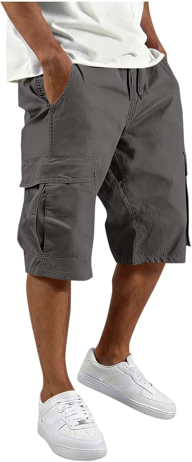 Мужские карго шорты на резинке с завязкой, Dark Gray