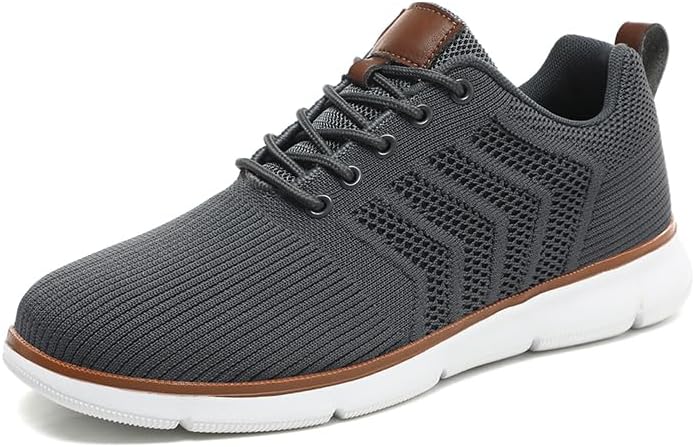

Мужские кроссовки Oxfords Men’s KnitFlex Breeze с сетчатым верхом, шнуровкой, легкие повседневные для ходьбы Pilluren, серый