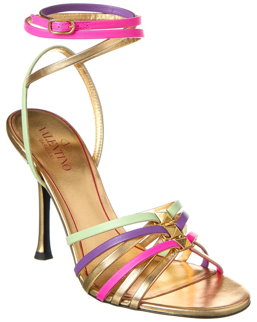 

Кожаные сандалии Valentino Rockstud 100, золото