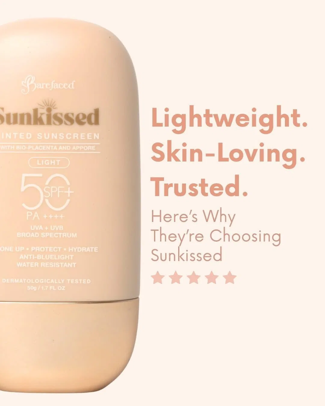 Солнцезащитный крем для лица Sunkissed Tinted Sunscreen SPF50+ PA+++ Light 50 мл Generic — фото 2