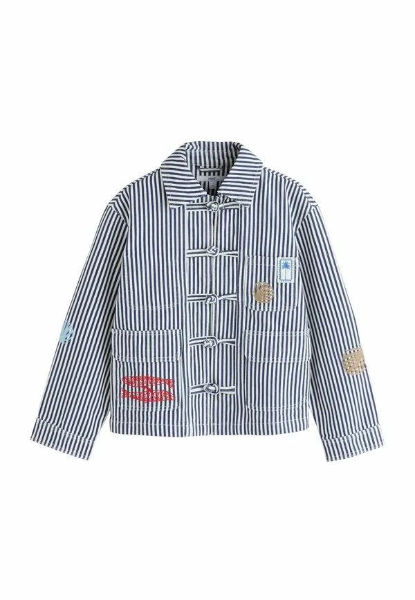 Летняя куртка с вышивкой, укороченный размер Next, Blue And White Stripe